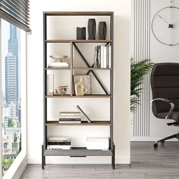 Pilka knygų spinta 75,5x161 cm Magda - Kalune Design-image-3