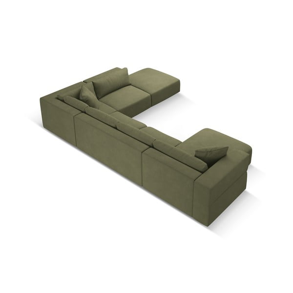 Kampinė sofa šviesiai žalios spalvos (su dešiniuoju kampu/„U“ formos) Esther – Milo Casa-image-3