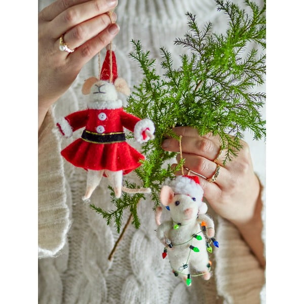 Iš vilnos eglutės papuošimai 2 vnt. 13 cm Peo – Bloomingville-image-1