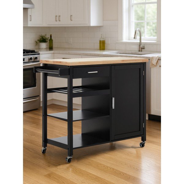 Iš kaučiukmedžio masyvo vežimėlis ant ratukų 48x105 cm Frankfurt – Premier Housewares-image-2