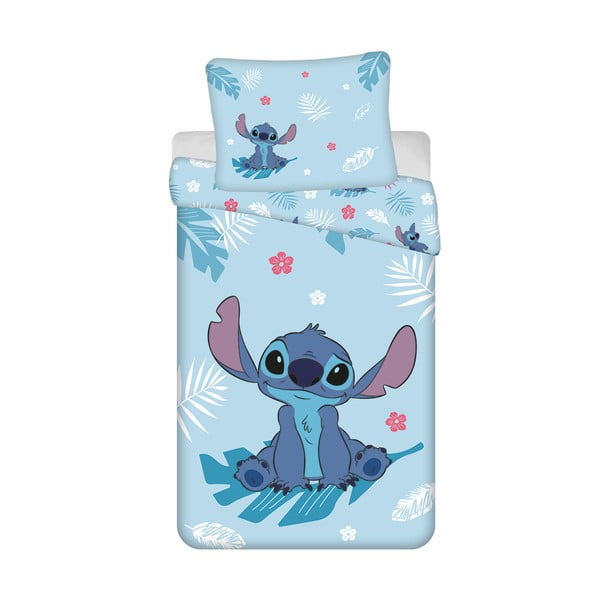 Mėlynos spalvos iš medvilnės viengulė vaikiška patalynė 140x200 cm Lilo and Stitch "Blue"  – Jerry Fabrics