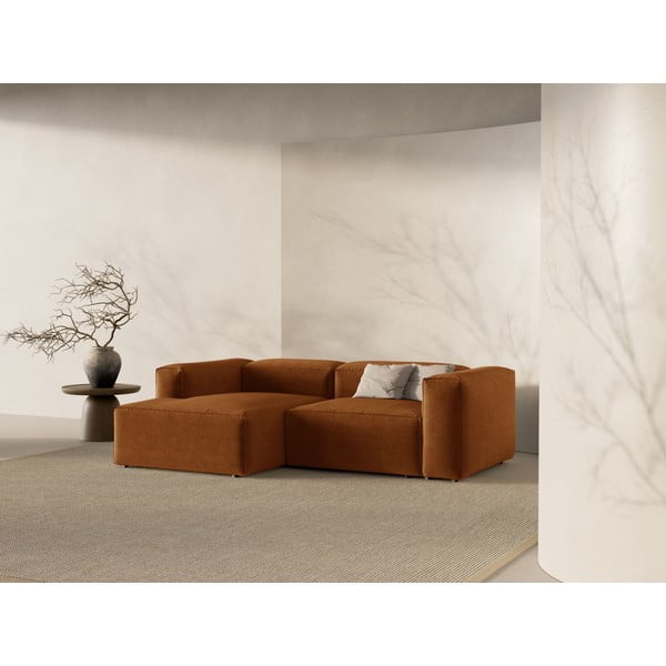 Raudonos plytų spalvos kampinė sofa (su kairiuoju kampu/su gultu) Bergamo – Cosmopolitan Design-image-1