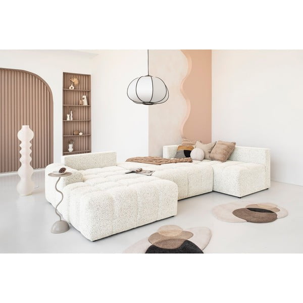 Kreminės spalvos sulankstoma/su sandėliavimo vieta modulinė kampinė sofa (su dešiniuoju kampu) Lulu – Miuform-image-4