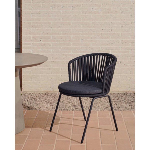 Juoda metalinė sodo kėdė Saconca - Kave Home-image-1