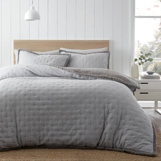 Iš sherpa vilnos dvigulė patalynė pilkos spalvos 200x200 cm Cosy Nori – Catherine Lansfield