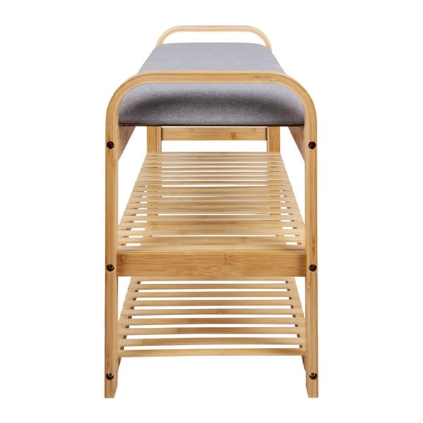 Bambukinė batų dėžutė su pilku paminkštinimu Leitmotiv Bench-image-3