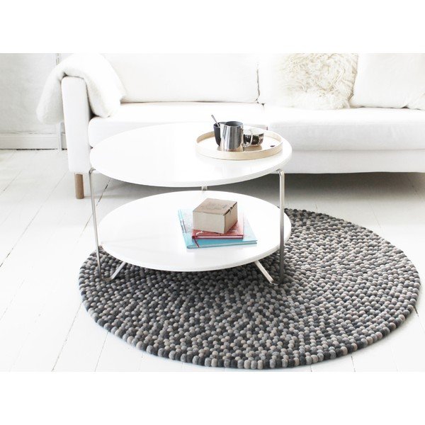 Tamsiai pilkas vilnos kilimas Wooldot Ball Rugs, ⌀ 200 cm-image-2