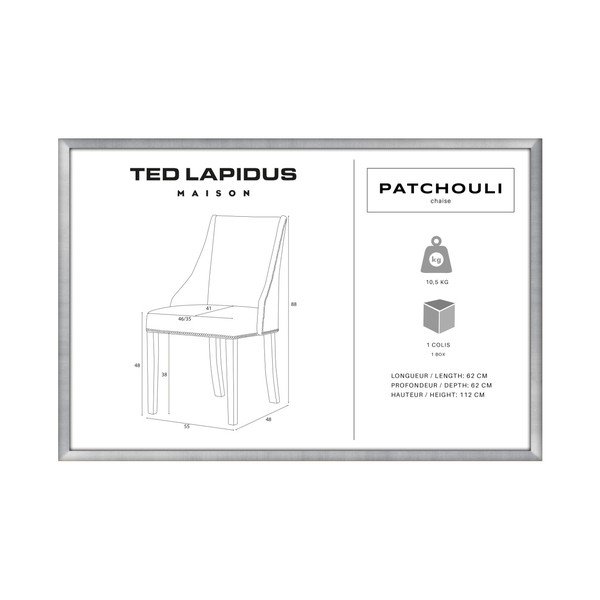 Pilkai ruda kėdė su juodomis buko medienos kojomis Ted Lapidus Maison Patchouli-image-3