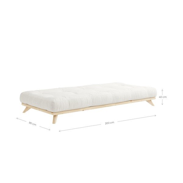 Juoda viengulė pušies masyvo lova su čiužiniu Karup Design Senza Double, 90 x 200 cm-image-4