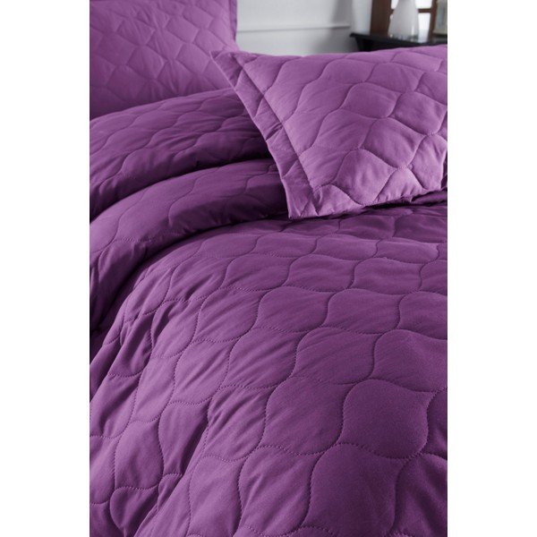 Violetinė medvilninė lovatiesė su 2 pagalvių užvalkalais EnLora Home Fresh, 225 x 240 cm-image-1