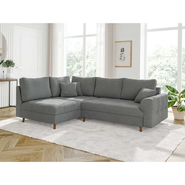 Pilkos spalvos iš boucle kampinė sofa (su kairiuoju kampu/„L“ formos) Ariella – Ropez-image-3