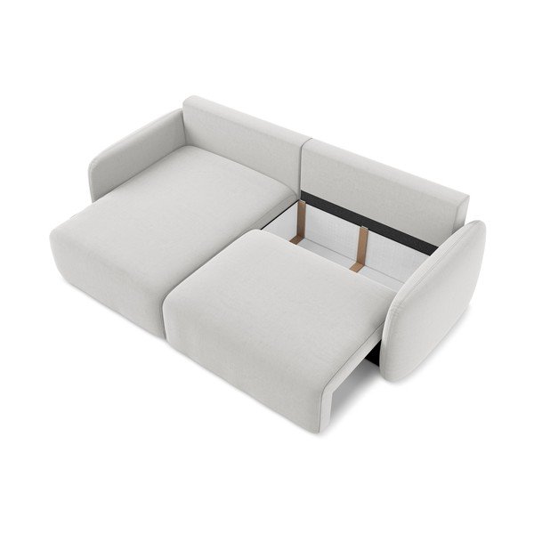 Šviesiai pilkos spalvos sulankstoma/su sandėliavimo vieta kampinė sofa iš velveto (su kairiuoju kampu/su gultu) Kalena – Makamii-image-4