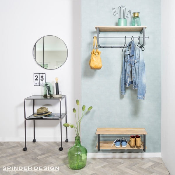 Juodos spalvos/natūralios spalvos iš metalo sieninė lentyna su lentyna 76 cm Marco – Spinder Design-image-1