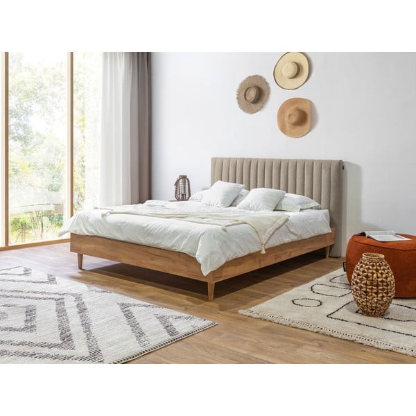 Dvigulė lova smėlio spalvos/natūralios spalvos su lovos grotelėmis 180x200 cm Oceane – Bobochic Paris-image-1