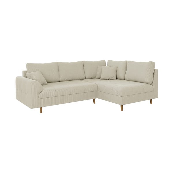 Smėlio spalvos iš kordinio velveto kampinė sofa (su dešiniuoju kampu/„L“ formos) Ariella – Ropez