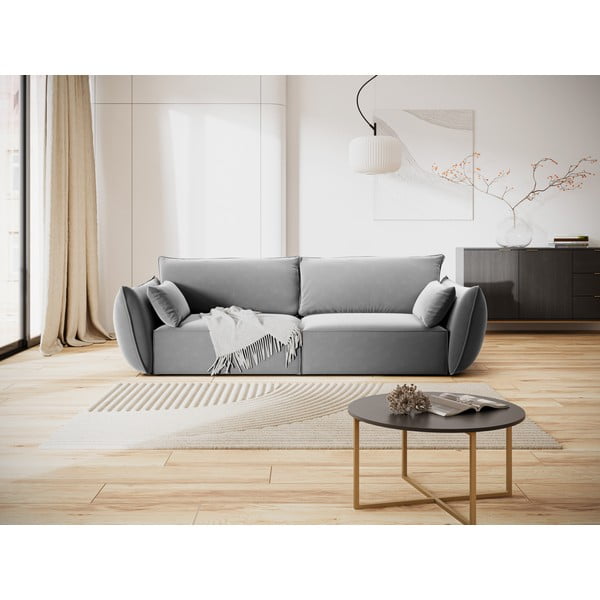 Šviesiai pilkos spalvos iš velveto sofa 208 cm Vanda – Mazzini Sofas-image-1