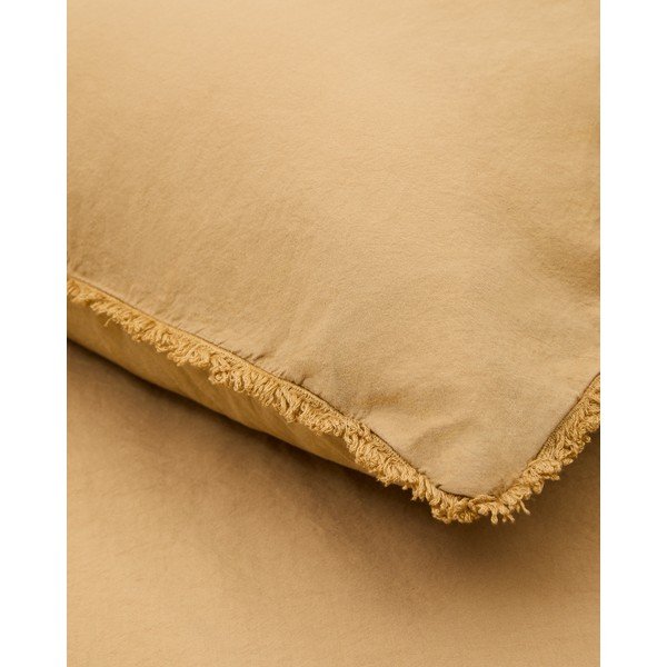 Iš medvilninio perkelio viengulė/itin ilga patalynė garstyčių spalvos 150x220 cm Sifinia – Kave Home-image-1