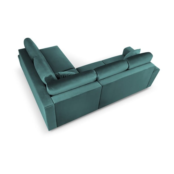 Smaragdinės spalvos iš velveto sulankstoma/su sandėliavimo vieta kampinė sofa (su dešiniuoju kampu/„L“ formos) Kyoto – Cosmopolitan Design-image-4