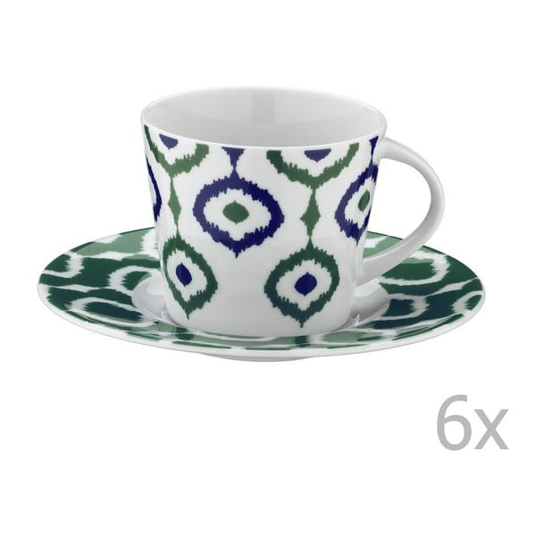 6 porcelianinių arbatos puodelių su lėkštutėmis rinkinys "Tatiana