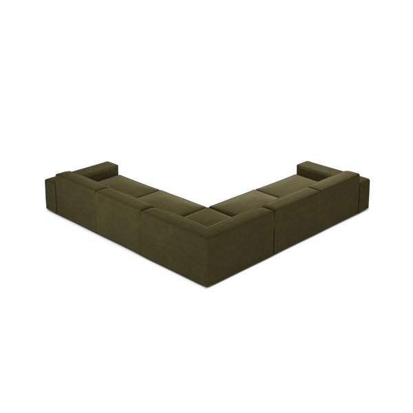 Khaki spalvos modulinė kampinė sofa iš velveto („L“ formos) Jodie – Micadoni -image-1