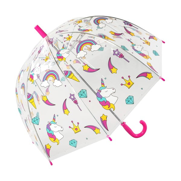 Skaidrus vėjo nepraleidžiantis vaikiškas skėtis "Ambiance Unicorn", ⌀ 72 cm