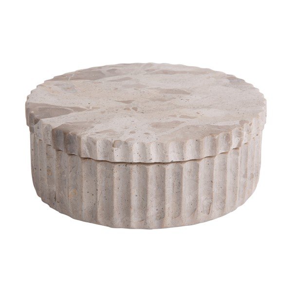 Dekoratyvinė šviesiai rudos spalvos iš akmens daiktadėžė ø 15x6 cm Marble – PT LIVING