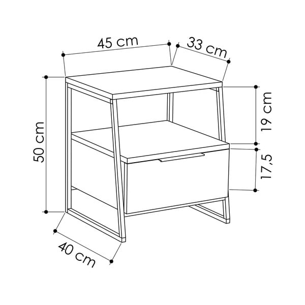 Naktinis staliukas smėlio spalvos su lentynomis Pal – Kalune Design-image-3