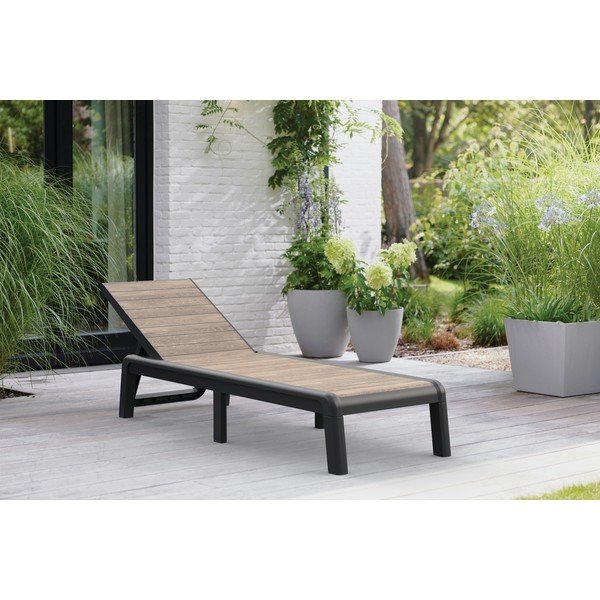 Rudos spalvos plastikinis reguliuojamas/sulankstomas sodo šezlongas Deco Porto – Keter-image-1