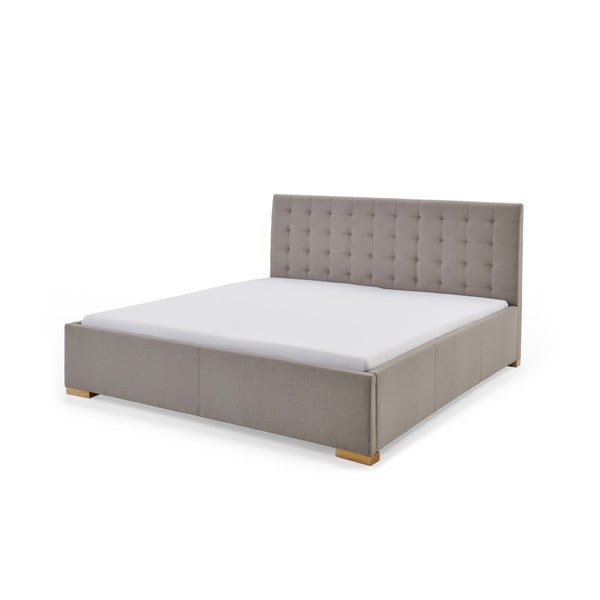 Pilkos ir rudos spalvos minkšta dvigulė lova 180x200 cm Malia - Meise Möbel
