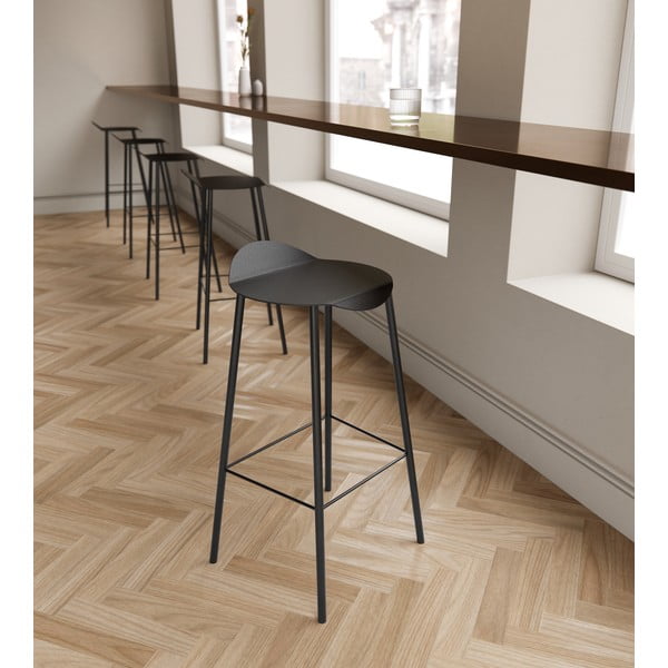 Juodos spalvos iš odos baro taburetė Flamingo Bull – LIND DNA-image-3
