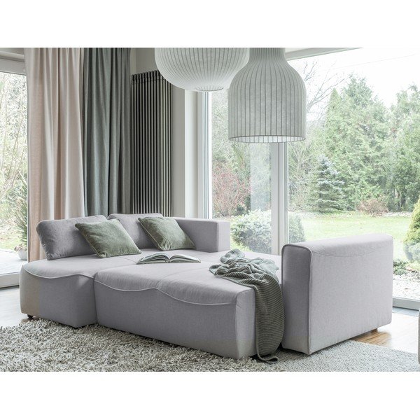 Šviesiai pilka kampinė sofa-lova (modulinė) Homely Tommy - Miuform-image-3