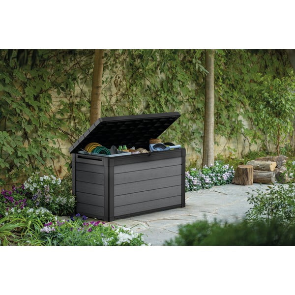 Tamsiai pilkos spalvos iš plastiko sodo daiktadėžė Cortina – Keter-image-1