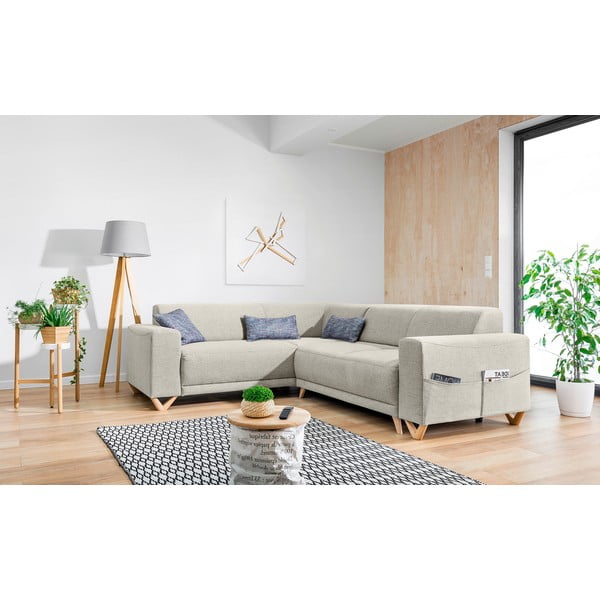 Smėlio spalvos sulankstoma/su sandėliavimo vieta kampinė sofa (su kairiuoju kampu/„L“ formos) Classy Sophie – Miuform-image-3