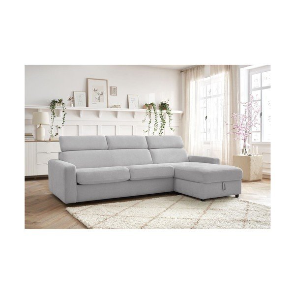 Sulankstoma kampinė sofa šviesiai pilkos spalvos (kintama) Monaco – Bobochic Paris-image-1