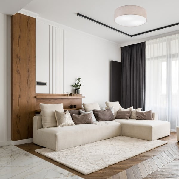 Lubinis šviestuvas šviesiai pilkos spalvos ø 45 cm su tekstiliniu gaubtu Vivian – LAMKUR-image-1