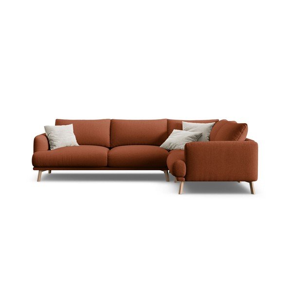 Terakotos spalvos kampinė sofa (su dešiniuoju kampu/su gultu) Naomi – Micadoni -image-2