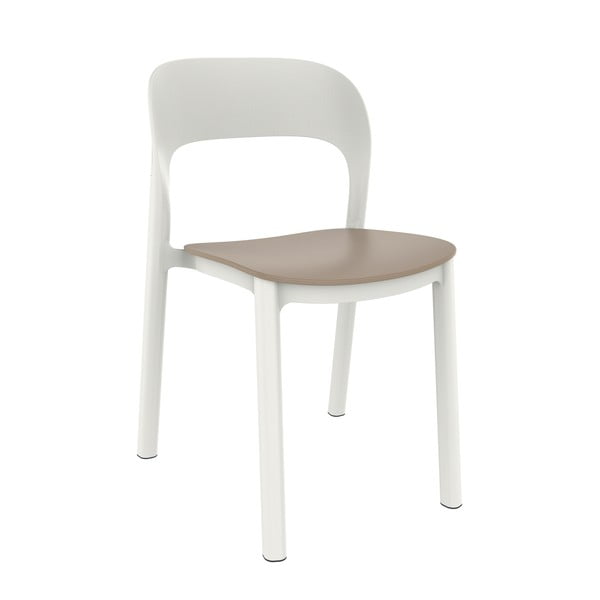 4 baltų sodo kėdžių su smėlio rudos spalvos sėdynėmis rinkinys "Resol Ona
