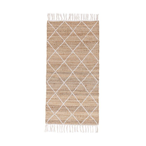 Rankų darbo baltos spalvos/natūralios spalvos iš džiuto kilimas 70x140 cm Shaila – Bizzotto