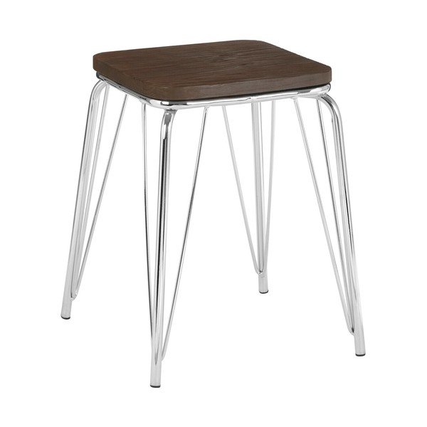 Sidabrinės spalvos/natūralios spalvos iš guobos masyvo taburetė District – Premier Housewares