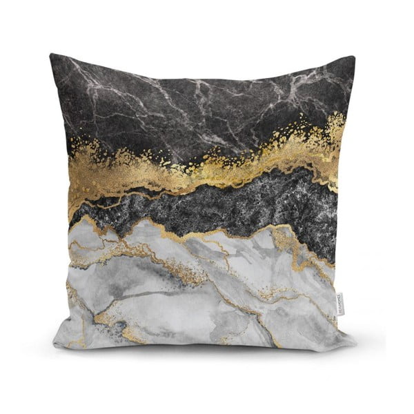 Pagalvės užvalkalas Minimalist Cushion Covers BW Marble With Golden Lines, 45 x 45 cm