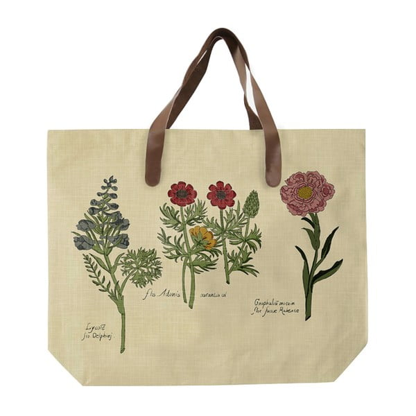 Drobės krepšys su dirbtinės odos rankena Surdic Flowers