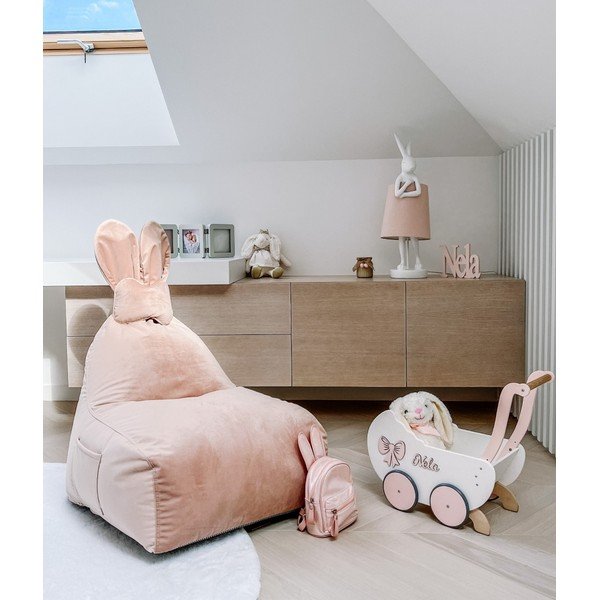 Šviesiai rožinės spalvos vaikiškas sėdmaišis Funny Bunny – The Brooklyn Kids-image-1
