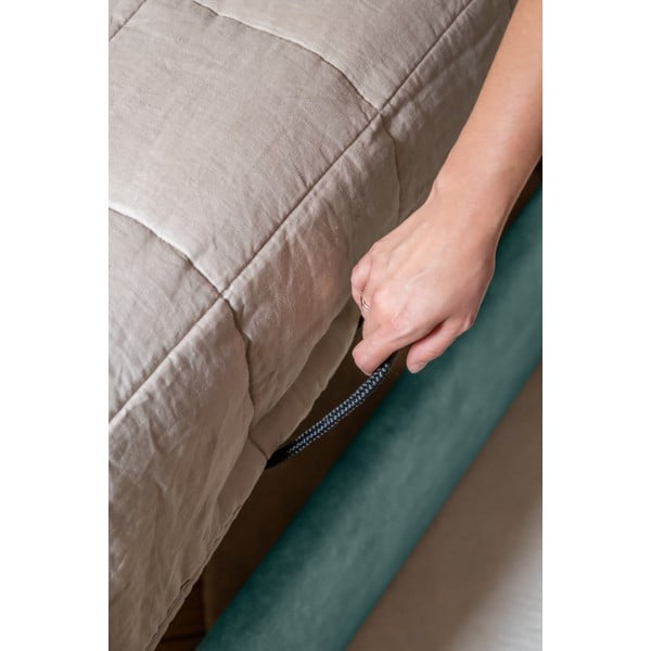 Turkio spalvos minkšta viengulė lova su daiktadėže ir grotelėmis 90x200 cm Dreamy Aurora - Miuform-image-3