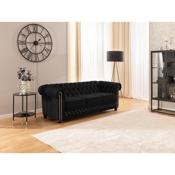 Juodos spalvos sulankstoma sofa iš velveto 203 cm York Blik – Ropez-image-4