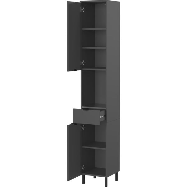 Antracito spalvos aukšta/siaura vonios daiktadėžė 30x190 cm Arcena – Germania-image-3