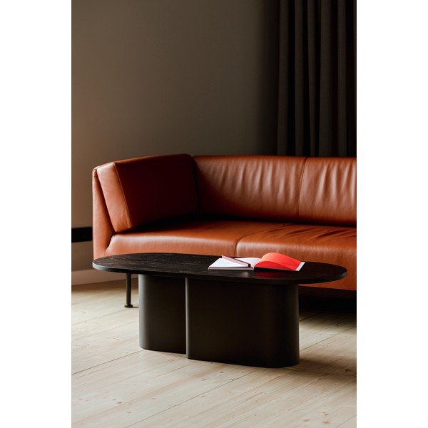 Juodos spalvos kavos staliukas su ąžuolo dekoro stalviršiu 50x115 cm Looi – noo.ma-image-1