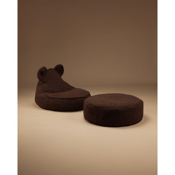 Tamsiai rudos spalvos vaikiškas sėdmaišis iš boucle Warm Hazel – Wigiwama-image-1