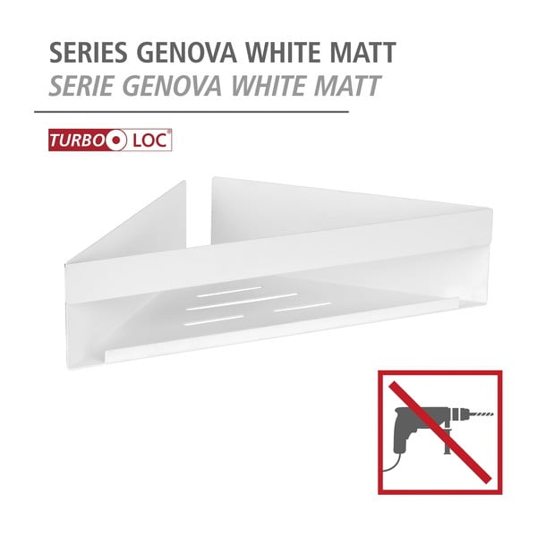 Su montavimu be gręžimo/kampinė matinės baltos spalvos iš nerūdijančio plieno vonios lentyna su Turbo-loc tvirtinimu Genova – Wenko-image-4