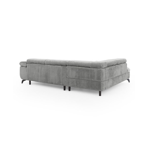 Šviesiai pilkos spalvos kampinė sofa iš kordinio velveto (su kairiuoju kampu/„L“ formos) Marbeya  – Ropez-image-3