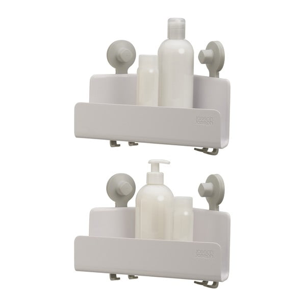 2 baltos kampinės plastikinės vonios kambario lentynos EasyStore - Joseph Joseph